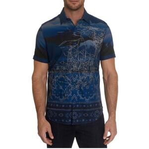 Robert Graham Large Shirt MUSTANG Embroidered Bandana‎ Western Short Sleeve